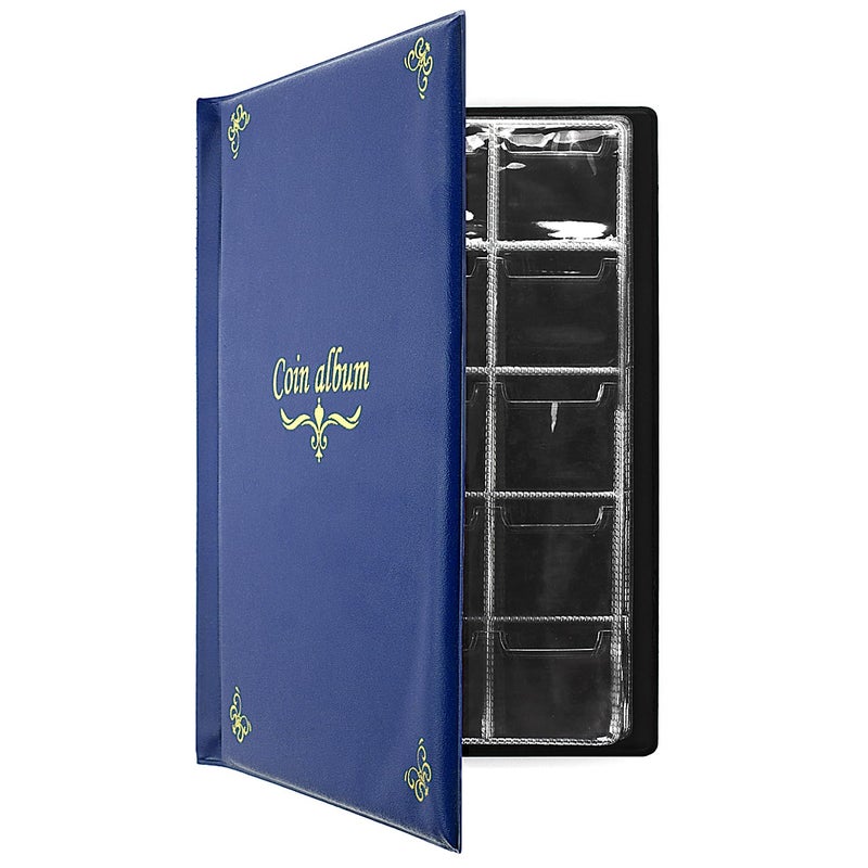 CenterZ 150 Pockets Coin Album, Penny Collecting Book, Souvenir Coins Collection Holder, Ideal for Pressed Pennies Passport, Hobby Coin Collector, Money Specie Display Storage Case (English, Blue) - Image 1